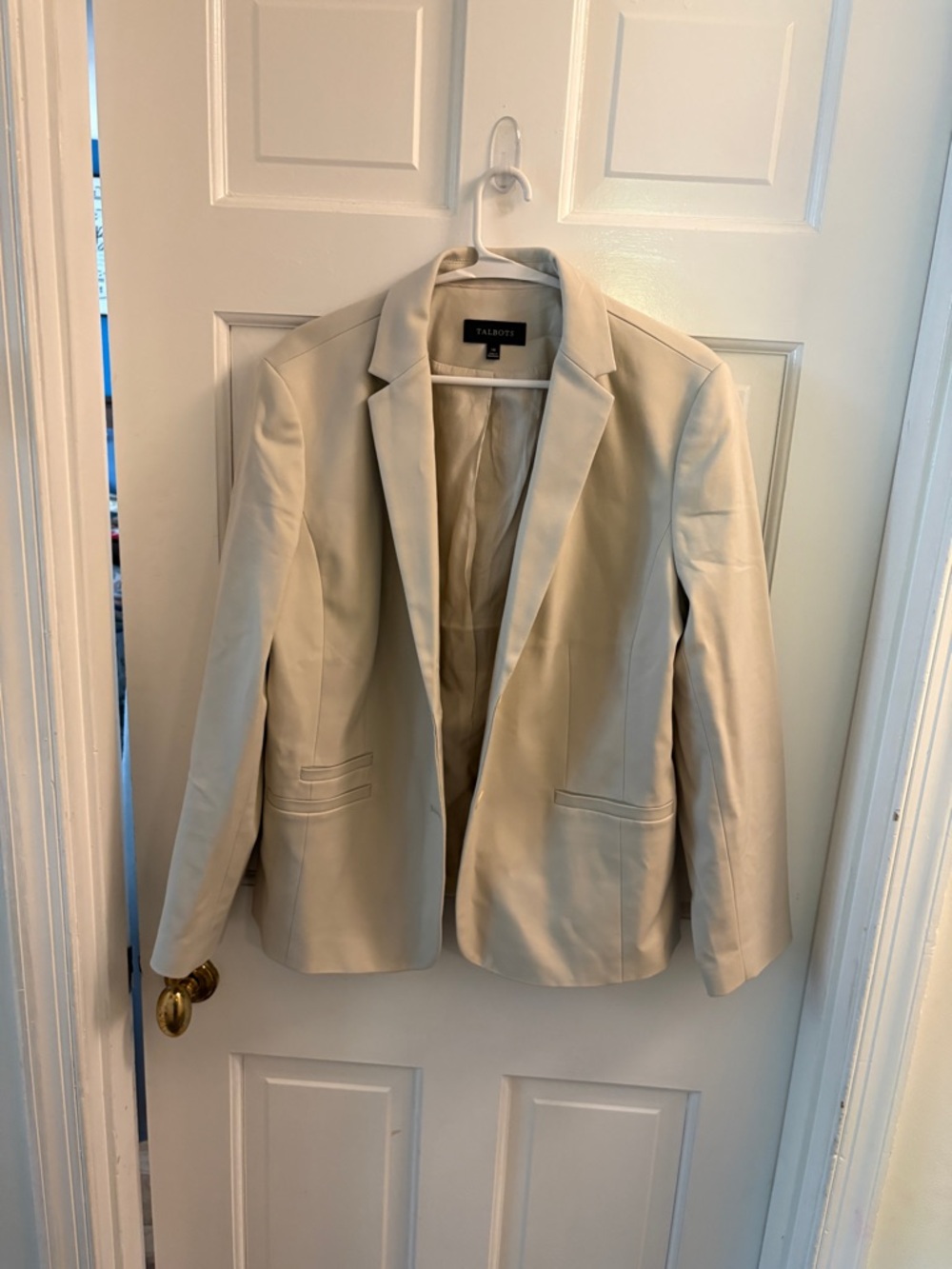 Talbots Stone Single-Button Notch Lapel Blazer